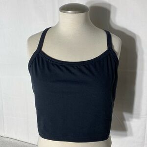 Aerie Offline Black Recharge Minimal Control Sports Bra Cropped Tank Bra XL